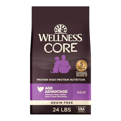 Wellness CORE Senior Dry Dog Food, Grain-Free, High Protein, Natural,
