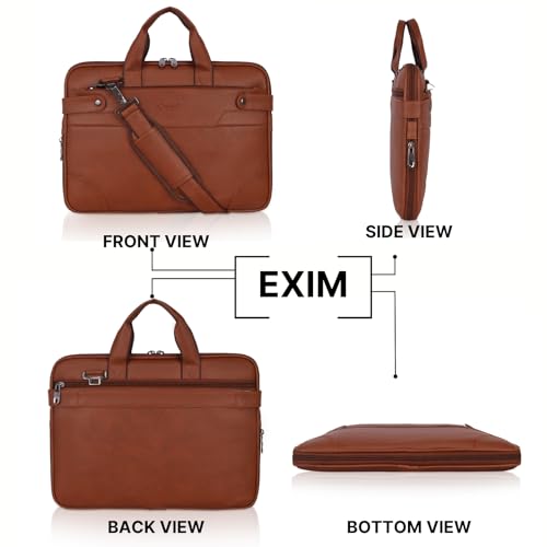 Image of EXIM Office Bag for Man 15.6 inch Vegan Leather Laptop bags Men Use Briefcase Messenger Premium Side Bags -Tan