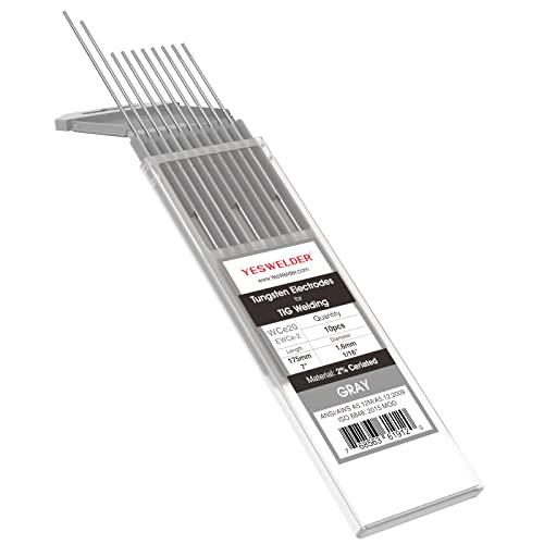 Image of YESWELDER TIG Welding Tungsten Electrode 2% Ceriated | 10-pk 1 /16 inch x 7 inch Gray WC20 /EWCe-2