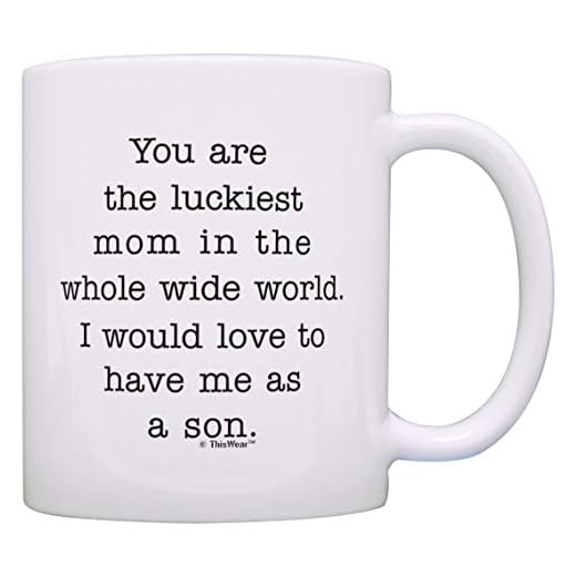 'Mom from Son You are Luckiest Mom in World Mom' kaffemugg vit 330 ml tekopp keramisk mugg