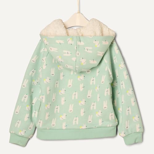 Amazon Essentials x Sofia Grainge Unisex Kinder Kapuzenpullover mit Reißverschluss, Blassgrün Häschen, 4 Jahre