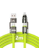 TOMSING 4-in-1 USB to USB C ケーブル USB C to C 100W/5A シリコン製 メカニカル Type C 超急速充電 for iPhone 15/16/Matebook/iPad/Xperia/iPad/MacBook Pro/Galaxy S24/その他 Android 等 タイプｃ機器対応 （グリーン，2m）