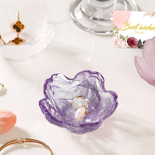 Image of Flower Jewelry Dish Ring Holder Jewelry Tray Cute Vanity Organizer Room Decor Aesthetic Nightstand Bathroom Bedroom Decor Trinket Dish Small Valentine's Friendship Christmas Birthday Gifts for Women