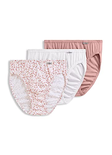Image of Jockey Women's Underwear Elance French Cut - 3 Pack Underwear Women Pack, 100% Cotton, Diamond White /Prim Floral /Earth Rose, 5