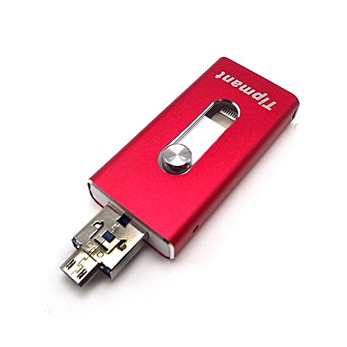 Para iphone USB 3.0 flash drive 3 en 1 OTG Teléfono celular Memory Stick Lightning iOS Apple iPad iPhone 5 6 6S 7 Plus Pen Drive de almacenamiento externo tipmant – rojo 16 GB rojo rosso 16 gb