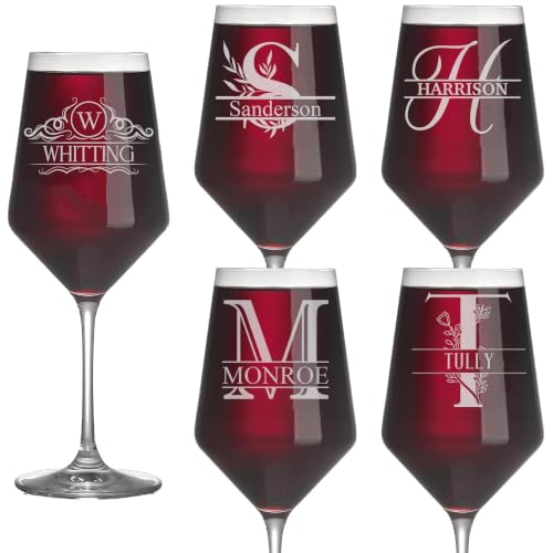 Personalized Wine Glass, Custom Monogram Wine Glasses for Women