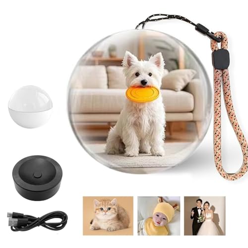 Genérico Bola de Cristal 3D con Pantalla Digital, Esfera LED Personalizada para Fotos y Video, Ultrasonido de Bola de Cristal 3D, Pantalla de Video Digital, Regalo de Memoria de Carga,Blanca