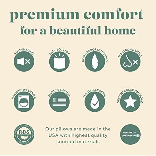 Image of ComfyDown 20x30 Throw Pillow Insert, Down & Feather Fill, 100% Cotton Cover, Made in USA - Premium Soft Lumbar Decorative Pillow Form Sham Stuffer for Bed, Sofa & Couch