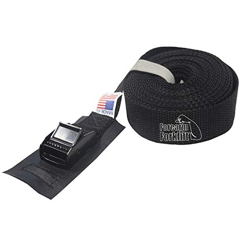 Forearm Forklift Ffls16 Lashing Strap, Sewn In The Usa, 16' Long X 1" Wide, Cam Buckle, Rated Up To 600 Lb | Ideal For Securing Small, Medium And Large Items, Black Webbing #TOP26