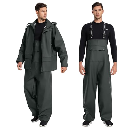 Commercial Fishing Suit-Professional Grade Heavy Duty Jacket with Bib 0.70mm Thickness Foul Weather Gear2