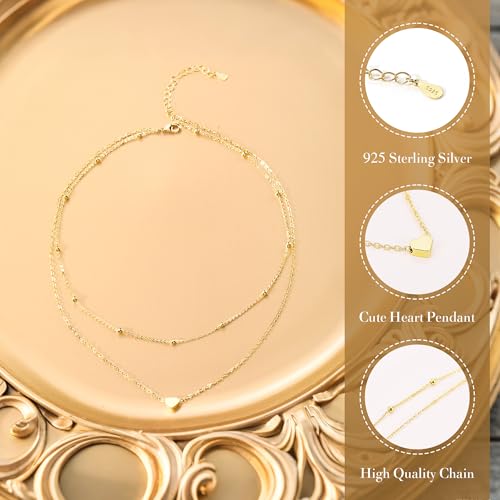 Kenivira Dainty Layered Gold Heart Necklaces For Women Cute 18K Gold Plated Heart Pendant Necklace For Women - image 6