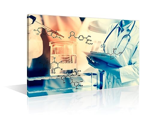 Image of 1 Panel Medical Wall Decor Poster Laboratory Wall Decor for Bedroom Chemical Equations Laboratory Research Concept Giclee Wooden Framed Gallery-Wrapped Ready to Hang (12 inch Wx18 H)