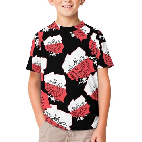 Polish Eagle Flag Funny Short Sleeve Graphic T Shirt Crew Neck Shirts Tops Basic Sports Tee Girl Boy