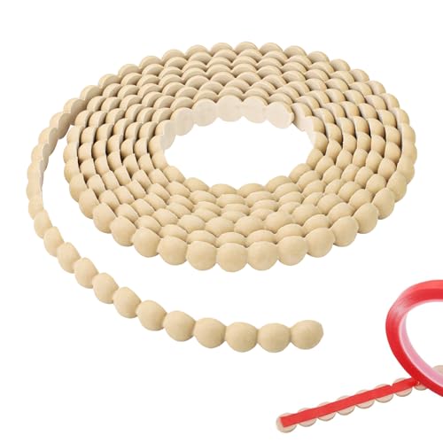 10FT PVC Flexible Molding Trim, Bendable Adhesive Molding with a Roll of Adhesive Tape, Versatile 3D Half-Pearl Decorative Trim for Wall Edge, Mirror Frame Border, & Cabinet (Natural Wood)