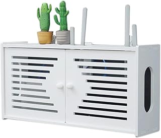 Large Wireless Router Storage Box,WiFi Router Storage Box Router Shelf Wall Mount,Router Organizer,Hider Cord Management Container, Creative Decorative Storage Box,White,Small