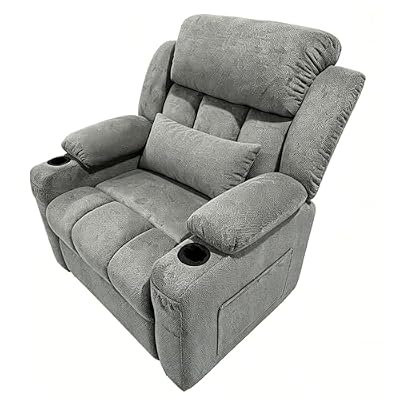 Garvee Oversized Electric Recliner Chair, Massage & Heat, 150° Recline, Silent Brushless Motor, Dual Memory, USB, Side Pockets, Grey