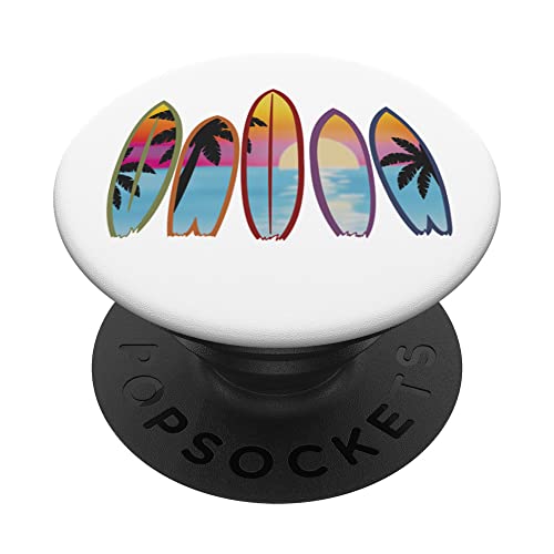 Tabla de Surf, Surf Playa Vacaciones de Verano Surfista Retro Surf PopSockets PopGrip Intercambiable Cover