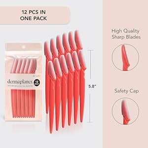 Kitsch Dermaplaning Tool - Face Razors for Women and Men, Eyebrow Trimmer & Face Shaver, Facial Hair Removal, Facial Razors for Women & Men, Dermaplane Razor for Women Face, 12 pc (Coral) 3