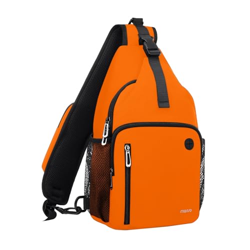 Image of MOSISO Sling Backpack Bag, Crossbody Shoulder Backpack Travel Hiking Daypack Chest Bag with Front Square Pocket&USB Charging Port, Orange