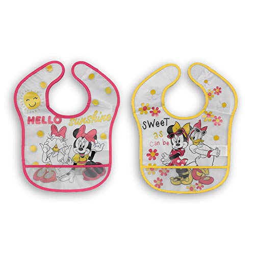 Bavoir bébé fille Disney Minnie Mouse lot de 2 en polyéthylène lavable