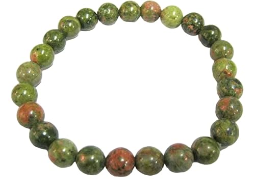 crystalmiracle Unakite Power Beaded Gemstone Bracelet Fashion Gift Crystal Healing Men Women Gift Meditation Positive Energy Handcrafted Accessory, 7 Inch Bead Size : 8 MM APPROX