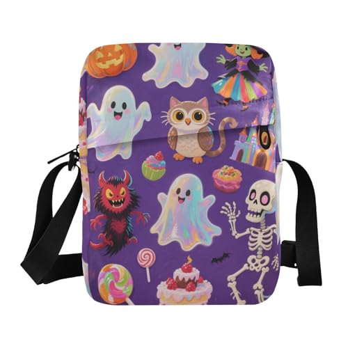 KLL Orange Halloween Pumpkin mens messenger bag Vegan Leather crossbody bag Travel Shoulder Handbags