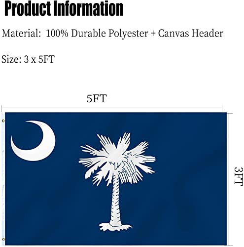 3x5 South Carolina Flag Double Sided for Outdoor Vivid Colors SC State of South Carolina Flag 3 Ply with Durable Canvas Header and Brass Grommets by ARSOF - Image 7