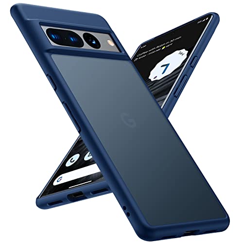 TORRAS Shockproof Designed for Google Pixel 7 Pro Case [Military Grade Drop Tested] Shockproof Translucent Matte Hard Back with Silicone Slim Protective Pixel 7 Pro Phone Case 6.7 Inch, Blue