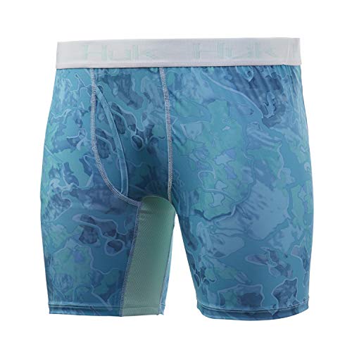Huk Men's Current Camo Boxer Brief | Dry Fit Camo Boxers With Anti-Microbial Treatment, Boca Grande, Small