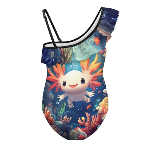 Image of Ladybug Swimsuits for Girls 5-14 One Piece Bathing Suit Kids One Ruffle Shoulder Beach Sport Swimwear
