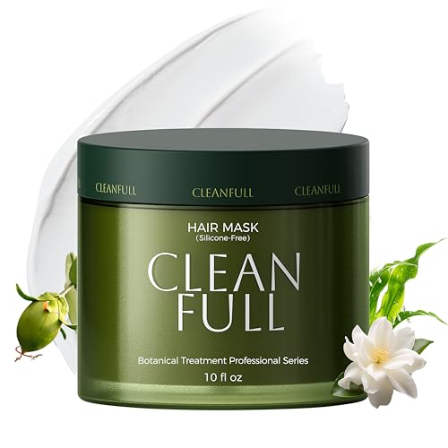 CLEANFULL Botanical Keratin Hair Mask, Silicone Free Hair Treatment Deep Repair Conditioner for Dry...