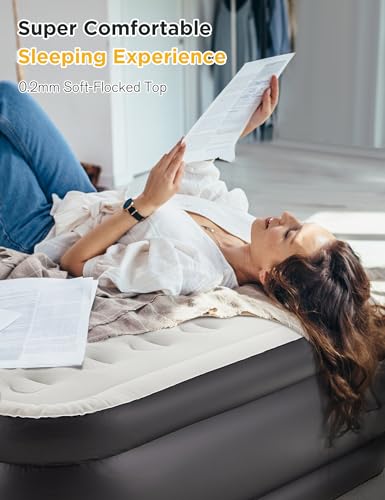 Full Size Air Mattress with Built-in Pump 18" Raised - 2-Min Set Up, No Odd Smell, 600 lb Support, Foldable Air Bed with Storage Bag, Perfect for Camping, Guests & Home Use