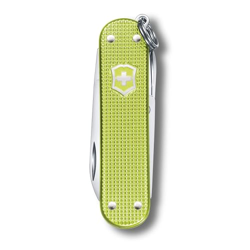 Image of Victorinox Classic SD Alox Swiss Army Knife, Compact, 5 Functions, Swiss Made Pocket Knife with Small Blade, Screwdriver and Key Ring - Lime Twist (Green)