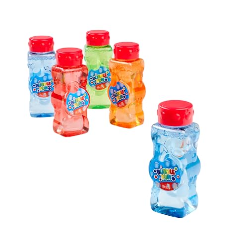 Bubble Fun Lot de 5 flacons à Bulles de Savon Liquide de 60 ML avec bâton à Bulles à partir de 3 Ans