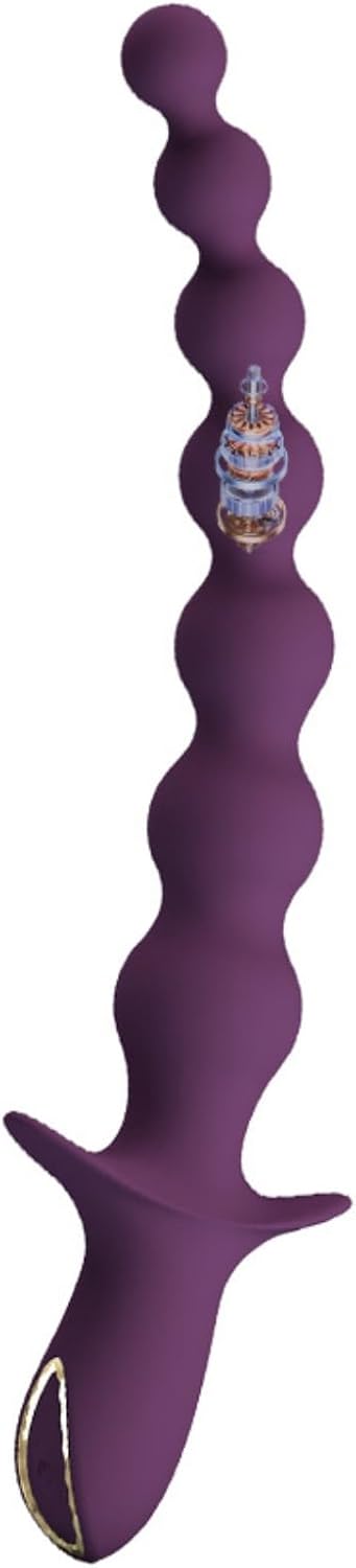 7 Balls Anal Bead Butt Plug Vibrator, Curved Silicone Butt Toy Plug Adult Sex Toy with 10 Vibrator Modes - Black