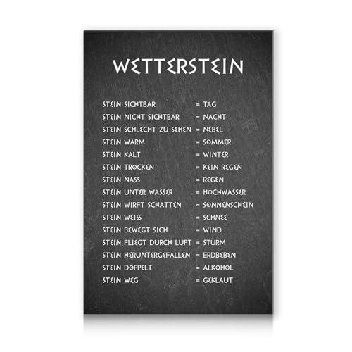 Wetterstein Wetterstation 20x30cm Alu Verbundplatte für Garten Balkon Deko Tafel beschriftet lustig Schild Stein Dekoration wetterfest RV010 (Motiv 03, Alu Platte)