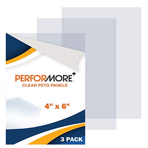 Performore 3 Pack of 4x6 Inch Plexiglass Sheet with Protective Film, 0.04" Thick PETG Panels, Clear Acrylic Plastic Sheet for Picture Frame, Invitations, Cricut