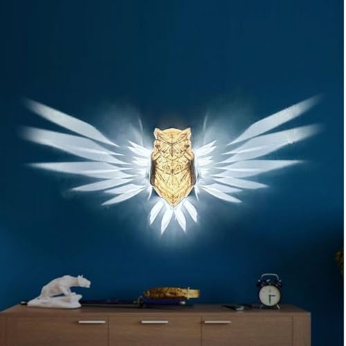 3D Animals LED Wall Light，Magical Owl wall Lamp, 3D Illusion Night Light with Hologram Effect, Creative Bald Eagle , Night Owl & Lion Head wall Lamps, for Stairway, Hallway, Kitchen (Night Owl)
