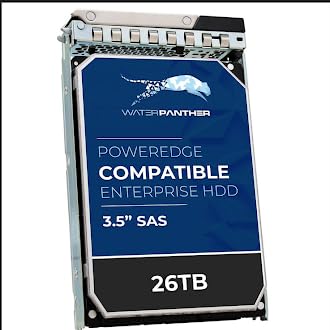 Water Panther 26TB 7200 RPM SAS 12Gb/s 3.5-Inch Enterprise Hard Disk Drive in 14G Tray Compatible with Dell PowerEdge Servers R740XD R740 R540 R440 R340 R940 T440 T640