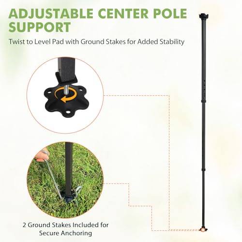 Image of EAGLE PEAK 10x10 Pop Up Walk in Greenhouse, Support Pole, Gable Roof, Green