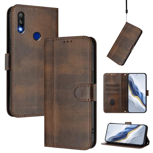 Pzwoxukhov Compatible with Huawei P Smart Z Case Cover,Compatible with Huawei Y9 Prime 2019 with Card Slot,Stand Holder,PU Leather flip Shockproof Case Cover Brown