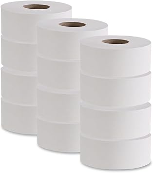 Boardwalk BWK410320 3.2 in. x 525 ft. 2-Ply Septic Safe Jumbo Roll Bathroom Tissue - White 12 Rolls/Carton