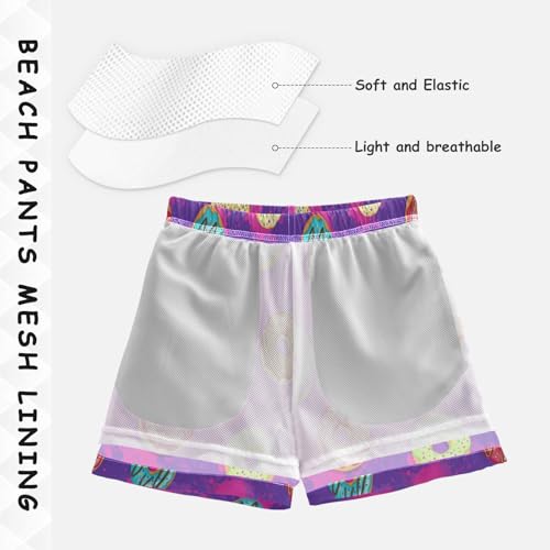 Boys Swimming Shorts, Anti Chafe Swim Trunks for Boys 2 T, Colorful Cartoon Donuts4