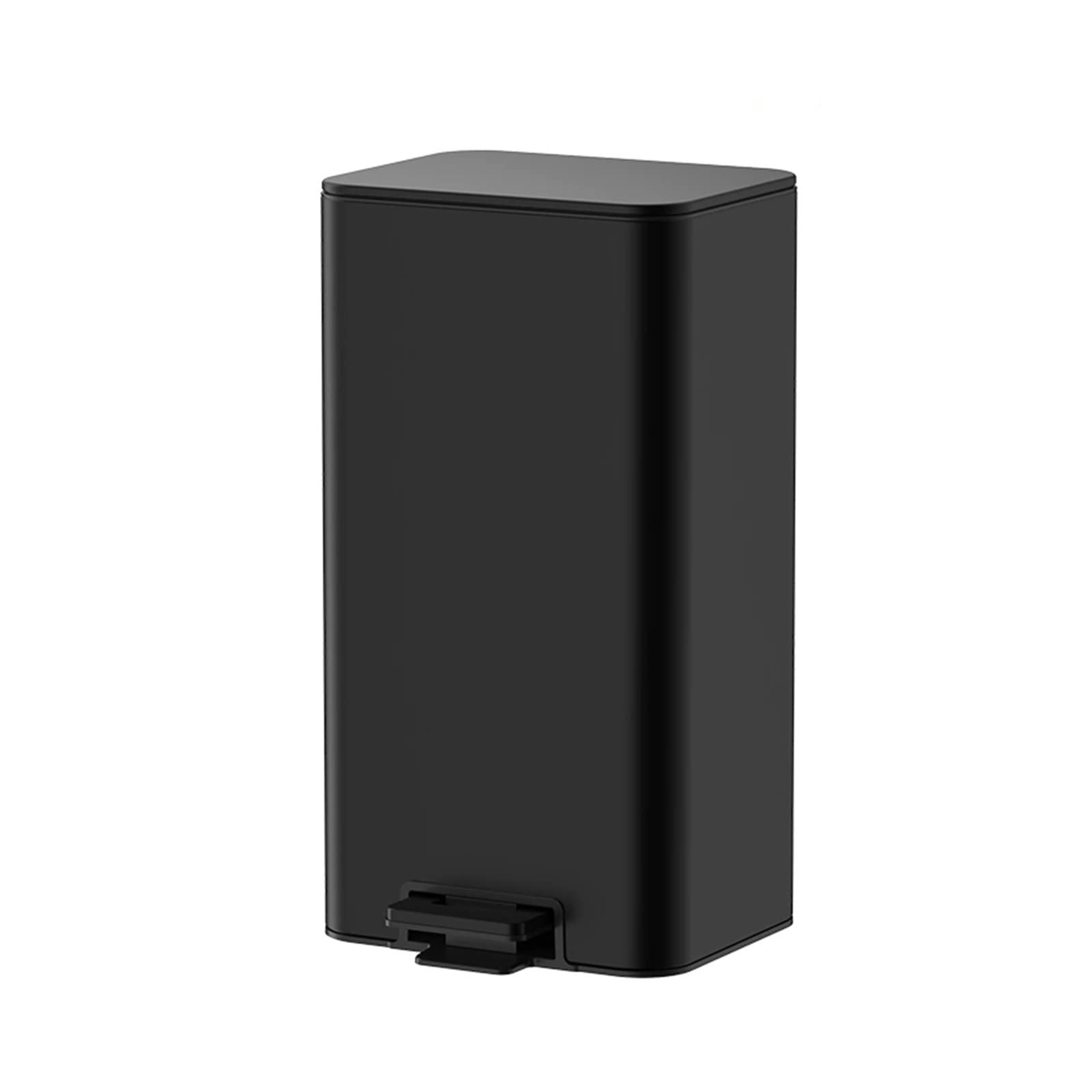 Mülleimer für den Innenbereich, 8 l/12 l/15 l, Edelstahl, für den Haushalt, für Wohnzimmer, Schlafzimmer, Büro, Papierkorb mit Deckel, Mülleimer (schwarz, 15 l), schwarz, 15 l