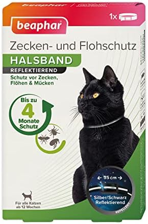 Beaphar Zecken- und Flohschutz Halsband reflektierend Katze, 35cm