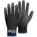 KAYGO Winter Work Gloves for Men and Women, 12 Pairs Thermal Insulated Safety Work Gloves PU Coated, Smooth Grip on Palm & Fingers,Ideal for Freezer Work,Black,M