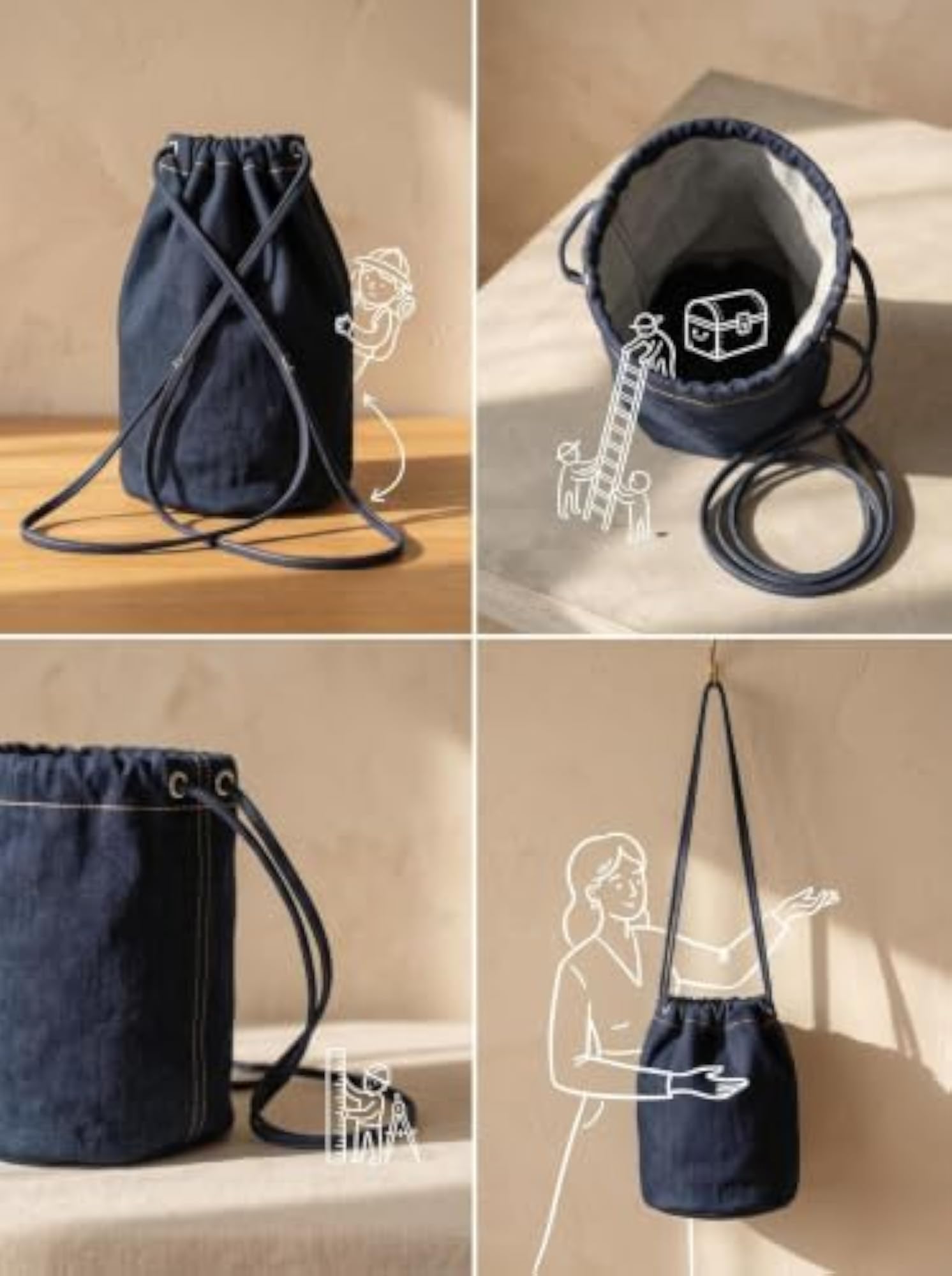 Denim Bag for Hair Dryer, Stylish Storage Solution