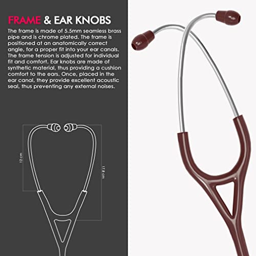 Image of ELKO EL-060 CARDIO III SS Stainless Steel Acoustic Stethoscope | Two-Way PVC Tubing | Double Sided Chestpiece For Adult & Pediatric Patient | Doctors & Medical Students (Brown)