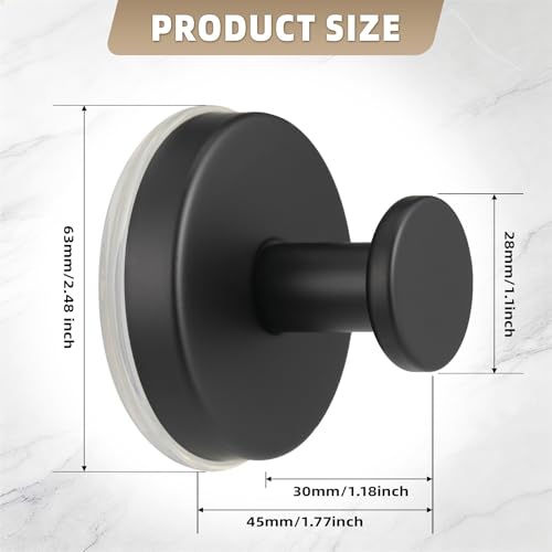 Supopular Large Suction Cup Hooks for Shower, 15 lbs No-Drill & Removable, Rustproof Stainless Steel for Glass, Mirrors & Smooth Tiles, for Towels/Robes/Loofahs (2-Pack, Matte Black) — view 4