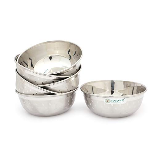 coconut Stainless Steel Wonder Bowl Shower Mixing & Serving Bowl – Set of 6 Bowls – (Diamater – 6 Inches Each) – Capacity – 500 ML Each Bowl